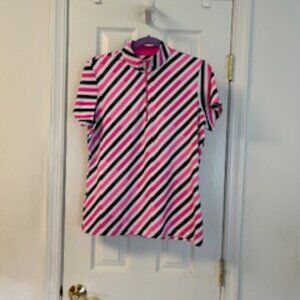 Tail White Label Women's Gold Shirt - Pink, Black, and White Stripe Size M